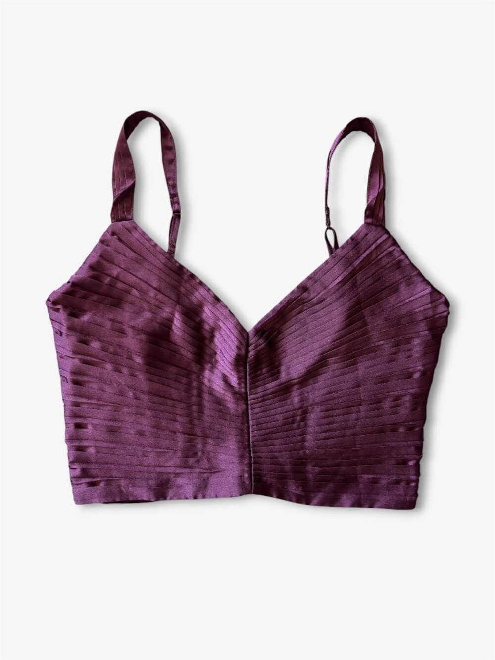 Abercrombie Burgundy Pleated Satin Corset Crop Top Y2K Night Out Womens Small